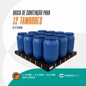 Bacia de contenção para 12 tambores C1306