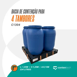 Bacia de contenção para 4 tambores C1304