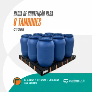 Bacia de contenção para 8 tambores C1305