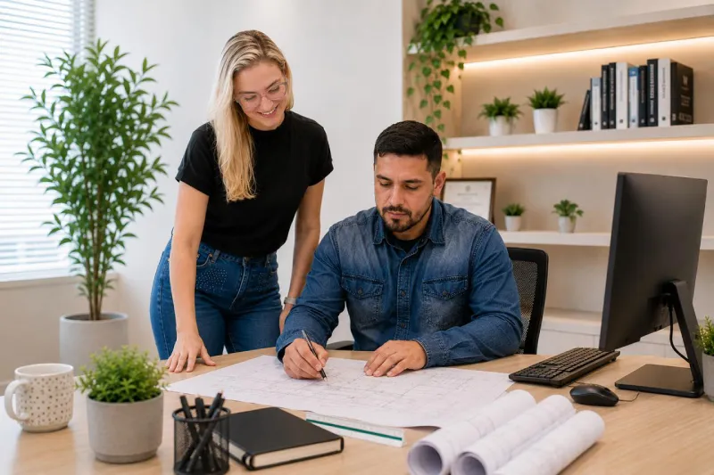 Equipe Contentech analisando projeto de contenção ambiental para empresas